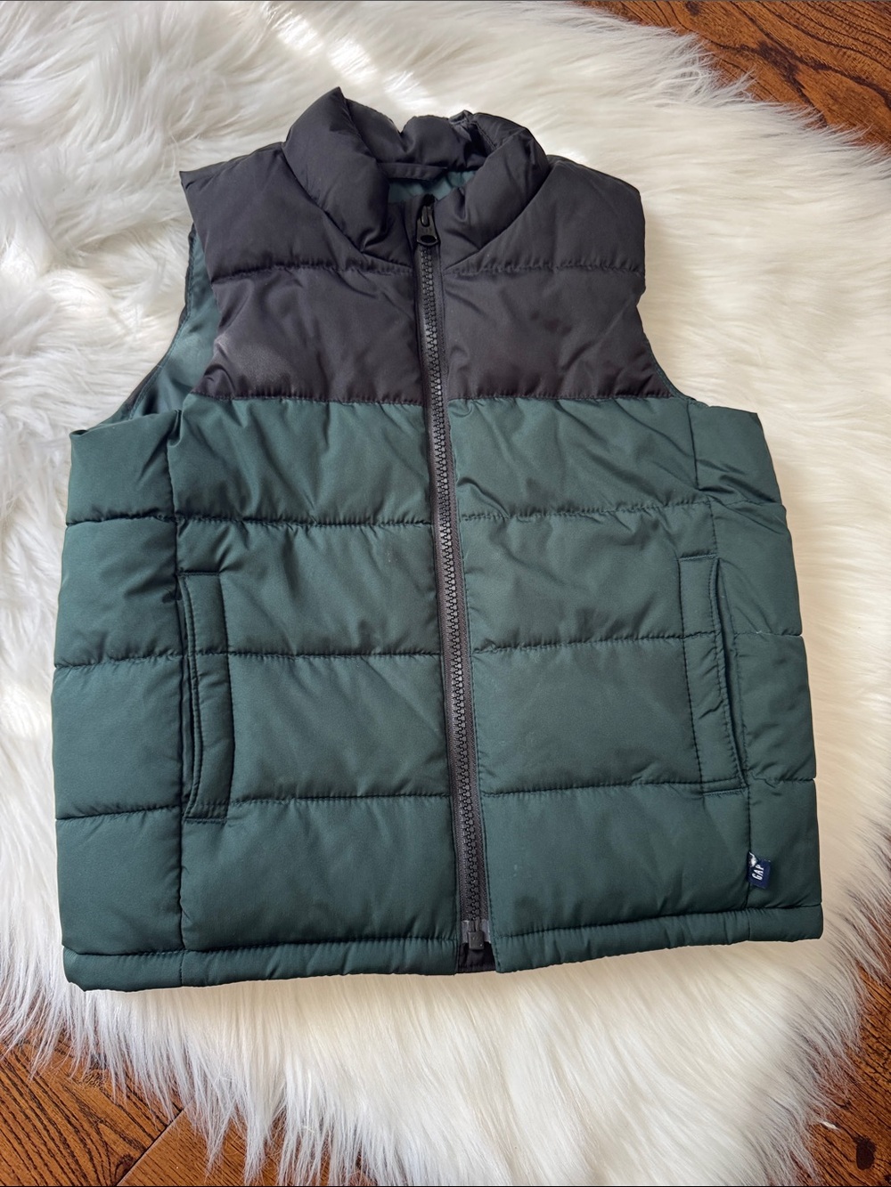 GAP Green Puffer Vest with Black Yoke